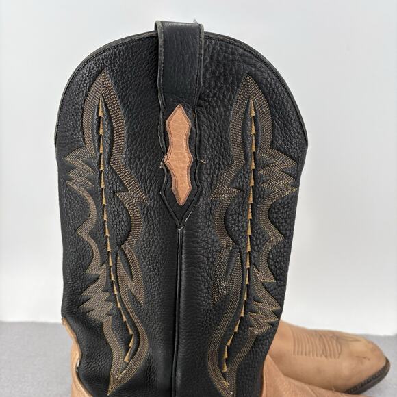 LUCCHESE 2000 Two Tone Cowboy Boots T3503J4 10 EE Dark Chocolate & Tan Leather